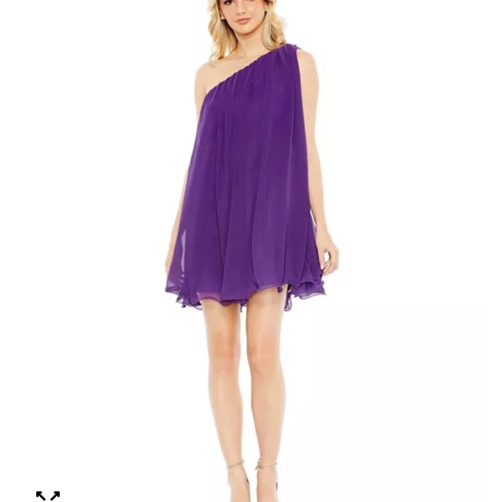 Mac Duggal Vibrant Purple One-Shoulder Mini Dress